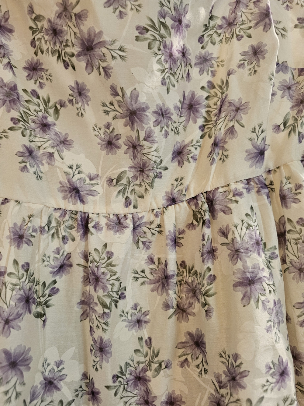 TCEC White Sundress with Lavender Floral Print and Tie Straps - Picture 3 of 6